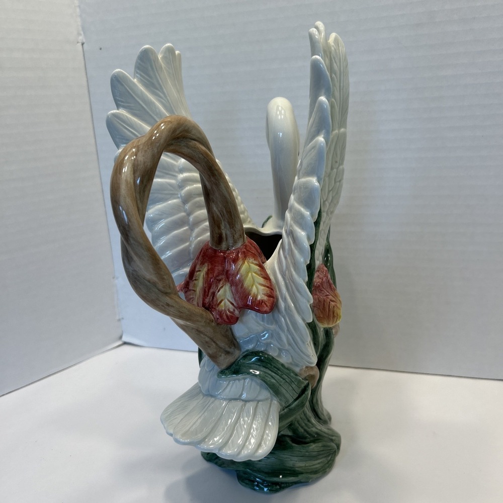 Fitz & Floyd Tulip Swan Pitcher/Carafe/Jug 1 Qt Vintage Hand Painted Ceramic - Picture 5 of 10